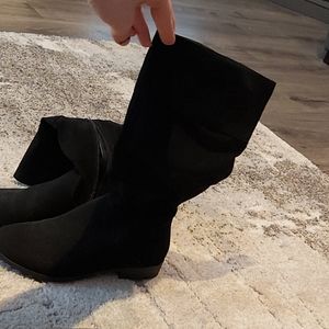 Zip up black boots